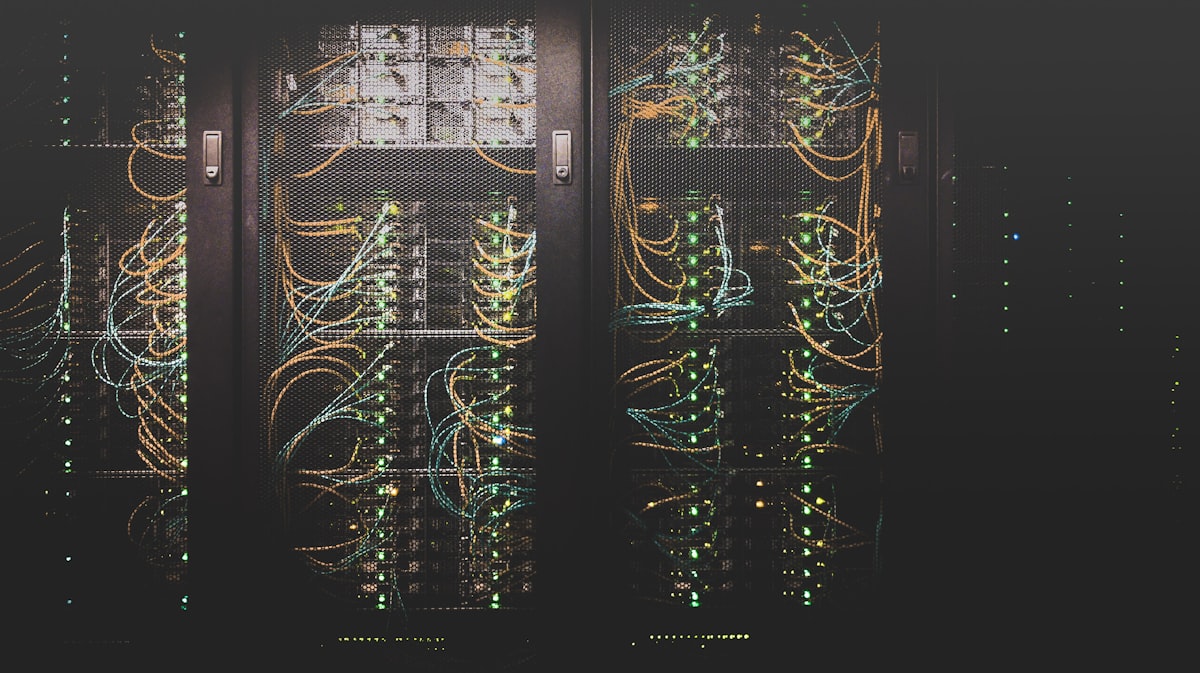 EH CONNECT core network rack with fiber cabling